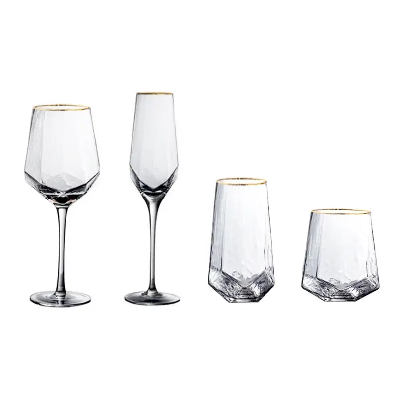 Hot Clear Unregelmäßige Form Whisky Glas Hammer Muster Weingläser Diamant form Champagner Flöten Rot Weißwein gläser