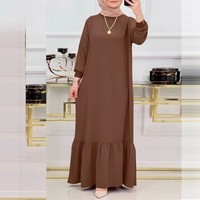 Robe longue vintage 2026 pour femme, style décontracté, ample, à volants, en polyester, vente en gros, directement de l'usine islamique de Dubaï