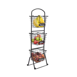 Cocina de 3 niveles con etiqueta de tiza, producto de frutas y verduras, cesta de almacenamiento colgante de Metal - Product Image 1