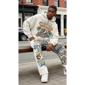 Sudadera con Capucha para Hombre, Diseño Personalizado con Impresión Digital OEM, 400 GSM, Cierre de Cremallera, Hombros Caídos, Talla Grande, Conjunto de Dos Piezas - Product Image 2