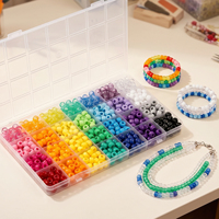 Lot de 28 compartiments de perles acryliques multicolores à grand trou pour bracelets Kandi, tresses de cheveux et kits d'artisanat