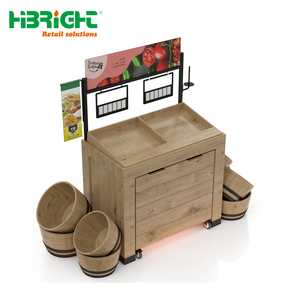 Étagère mobile haut de gamme en bois pour fruits et légumes, avec roulettes, pour marché de produits frais - Product Image 3