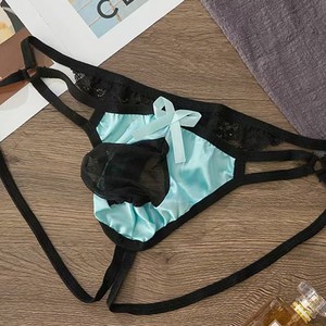 <b>Men</b> G-String Briefs Peacock Blue Low-Rise Mesh <b>Pouch</b> Breathable Knitted Fabric Adult Underwear - Product Image 2