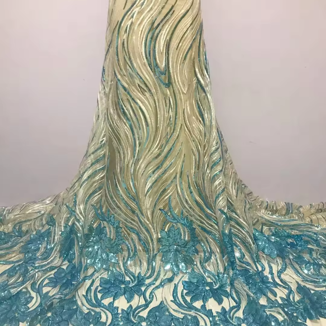 Tissa africain en dentelle a paillettes Вышивка Тюль кружевная ткань тюль Telle tela de encaje de flores 3d текстильное вечернее платье