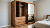 Armoire-penderie à portes coulissantes avec miroirs et rails à fermeture douce pour appartements peu spacieux