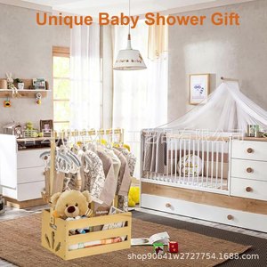 Wooden children's clothing storage box, household storage box, wooden hanging baby <b>wardrobe</b>, gift and toy storage rack - Product Image 2