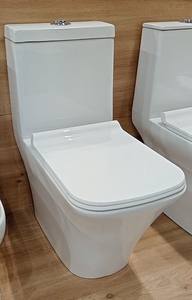 ชุดสุขภัณฑ์แบบชิ้นเดียว โถสุขภัณฑ์ทรงยาว ระบบกดน้ำสองระบบ แบบ P-Trap และ S-Trap สำหรับวิลล่า โรงเรียน ห้องน้ำ - Product Image 2