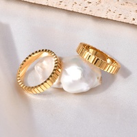 Cincin Gelombang Tipis Minimalis Gaya INS Eropa Amerika, Baja Anti Karat Berlapis Emas 18k Model JZ200