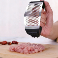 Hachoir manuel multifonction 2-en-1 en acier inoxydable pour ail et gingembre, avec broyeur à anneaux pour cuisine