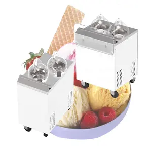 Gömülü çubuk Gelato Sorbet dondurulmuş yoğurt yapma makinesi 2 tank sert dondurma yapma makinesi