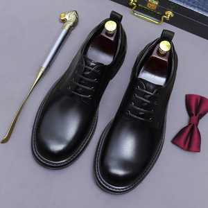 Chaussures rétro en cuir pour hommes, style anglais, à lacets, décontractées, en cuir véritable, formelles, à la mode - Product Image 5