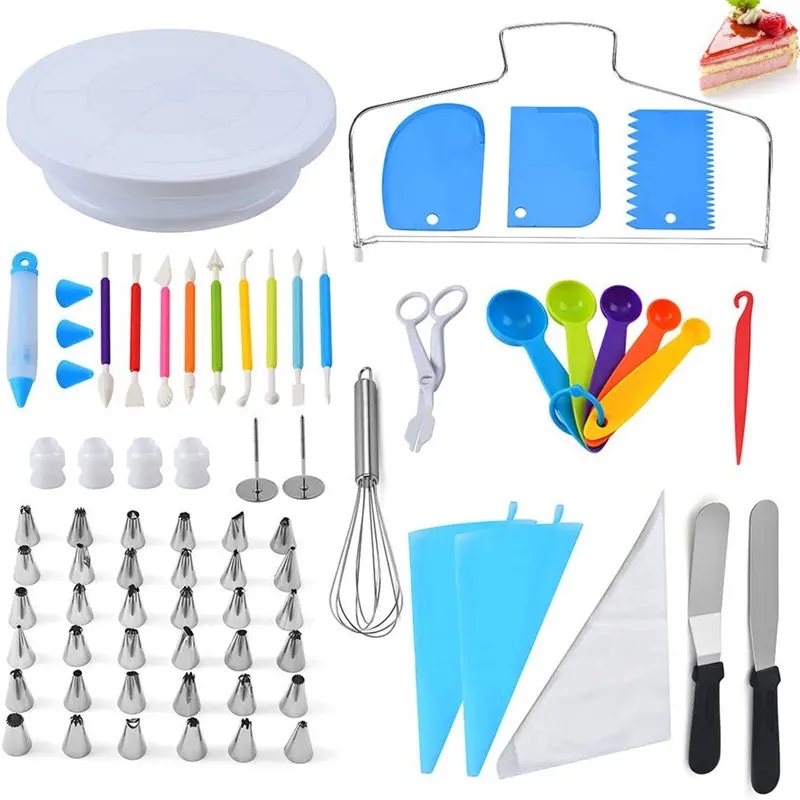 66 cái bánh trang trí nguồn cung cấp xoay bánh bàn xoay fondant Icing Mẹo Lược scraper Pastry spatulas