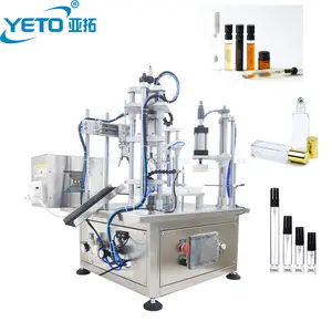 YETO Sample Perfume Bottle Filling Capping Screwing Machine Fragrance Filler Spray Pump Cap Pressing Machine Perfume Packaging M