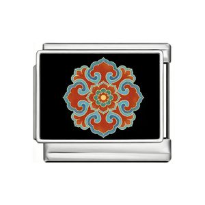 Black <strong>Background</strong> Plant Peony Lotus Stainless Steel Square Pendant Modular Bracelet DIY Accessories Jewelry Wholesale - Product Image 4