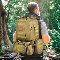 Sac à dos tactique 2025, sac à dos de camouflage extérieur, sac d'assaut de grande capacité 60L, sac Molle de camouflage extérieur détachable quatre-en-un