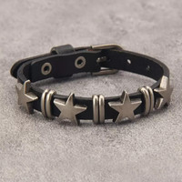 [Gorgeousxx] Bracelets en cuir PU réglables tendance Y2K avec rivets étoiles pour femmes, bijoux rétro punk
