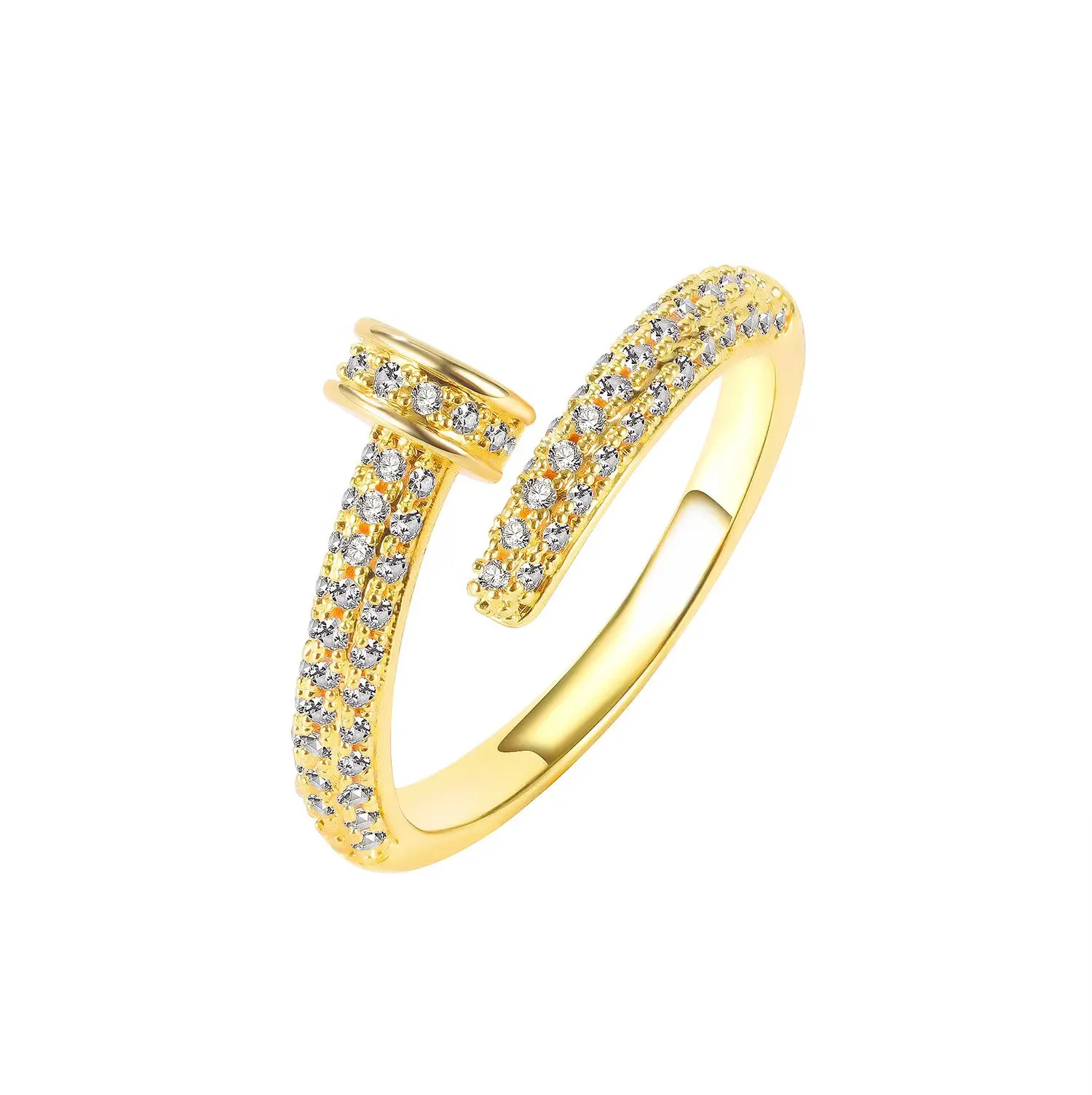 Japanese Open Ring Jewelry 2021 Fashion DIY Charm Jewellery Women Plated 18K Gold Nail Ring