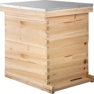 2 Schichten Pet House Komplettes Bienenstock-Kit Bienenstock box aus Holz mit Metalldach für die Bienenzucht im Freien