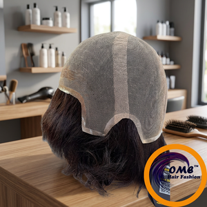 Peluca de Cabello Humano Remy al por Mayor para Hombres, con Base de Encaje HD Transparente, Pre-Desplumada, Línea de Cabello Natural, OEM - Product Image 1