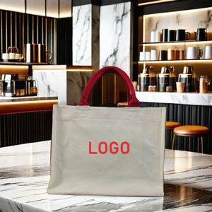 Medium-Sized Recyclable Canvas Tote Shopping <b>Bag</b> for Women Custom Logo Printed Personalized Design Heat Transfer for Advertising - Product Image 4