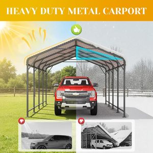 Abri de voiture <span class=keywords><strong>en</strong></span> métal ZJH, auvent robuste, toit ondulé, base renforcée, <span class=keywords><strong>garage</strong></span>/abri de voiture multi-usages pour camions, tracteurs - Product Image 4