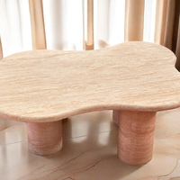 Table basse moderne de luxe en travertin beige Meubles convertibles en pierre pour le salon Meubles de maison