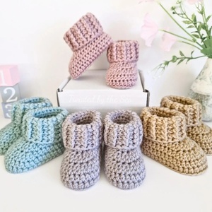 Chaussures en coton <span class=keywords><strong>tricot</strong></span>ées à la main unisexes de haute qualité pour garçons et filles, <span class=keywords><strong>bottes</strong></span> pour bébés nouveau-nés automne et hiver, 0-3-6 mois - Product Image 2