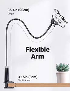 Support de téléphone portable UGREEN LP113 noir avec pince papillon, support de téléphone flexible à col de cygne, fixation robuste pour lit, 90 cm de long - Product Image 2