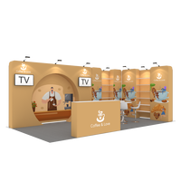 Stand d'exposition modulaire pliable portable 10x20 pieds en aluminium à sublimation thermique, montage rapide sans outils