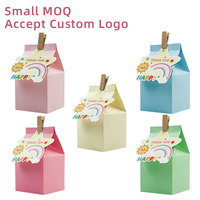 Boîte en papier alimentaire recyclé, 5 couleurs unies, pour bonbons et friandises, avec logo personnalisable, idéale pour les cadeaux de fête d'anniversaire ou de naissance