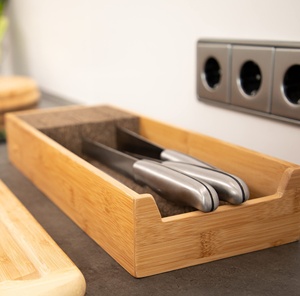 Bloc magnétique de rangement pour couteaux de cuisine en bambou, pratique et de qualité, à installer dans un tiroir - Offre Spéciale - Product Image 5
