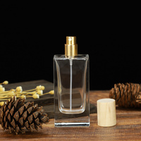 Bouteilles d'emballage de parfum en verre, 30ml, 50ml, 100ml, vides, Logo personnalisé, rectangle, avec boîte, vente en gros