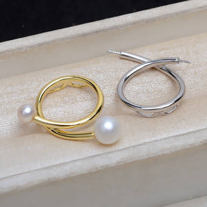 Pendentif double perle en argent S925, article DIY pour bagues tendance, bague fermée avec deux modes de port, accessoires pour perles 7-12, support vide 4976 - Product Image 2