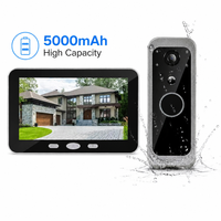 Sonnette vidéo intelligente WiFi Tuya 2,4 GHz avec moniteur intérieur IPS de 5 pouces, système d'interphone sans fil 1080P, étanche IP65