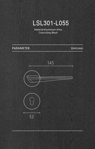 Poignée de porte fendue en aluminium gris et noir de luxe moderne avec trou pour cylindre de serrure pour accessoires de quincaillerie de porte en bois - Vente en gros - Product Image 2