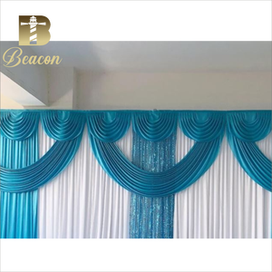 Rideaux croisés de couleur populaire rideau de scène de toile de fond de mur de mariage à Double couche avec cadre de support pour les décorations de fête d'événement - Product Image 4