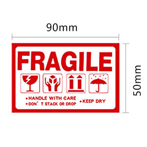 Label tanda peringatan kustom pabrik stiker tahan air perekat identifikasi produk rapuh kaca transportasi kustom - Product Image 5