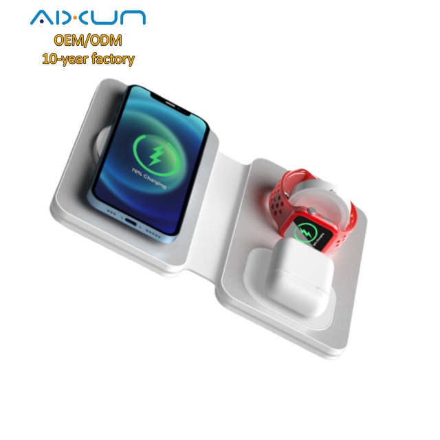 New Phone Accessories 2026 Portable 3 in 1 Foldable Wireless Charging Station for Phone Watch and Earbuds