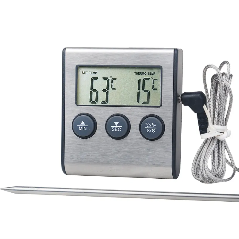 キッチンステンレス鋼プローブプロの家庭用グリル肉温度計LCDデジタル調理温度計