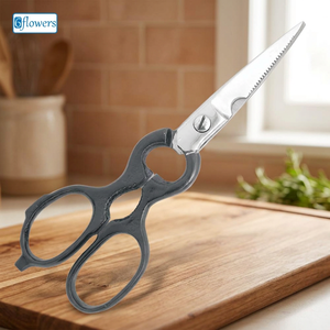 Tijeras de cocina de grado industrial, borde dentado, mango lacado multifunción para zurdos, hoja de acero inoxidable para esquilar - Product Image 3