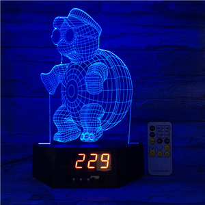 Mát rùa Acrylic Thiết kế Giấc Mơ ánh sáng ban đêm với chức năng đồng hồ 3D ảo ảnh Đèn - Product Image 3