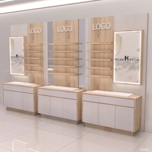 Mobile Alto Espositore Centrale per <span class=keywords><strong>Occhiali</strong></span> Personalizzabile dal Design Minimalista Effetto Legno con Opzione a Giorno in Pannello Ecologico - Product Image 1