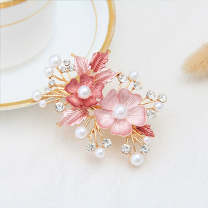 Pince à cheveux en alliage style coréen avec fleur peinte, pince bec de canard en alliage, épingle à cheveux ornée de perles et strass - Product Image 5