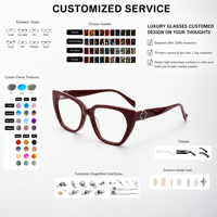 Lunettes optiques pour femmes en acétate haut de gamme OEM/ODM avec ornement, montures anti-lumière bleue pour usage quotidien, personnalisation
