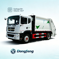 Camion compacteur de déchets robuste Dongfeng 12 m³ avec châssis de 4500 mm, moteur Cummins série B 190 CV Euro 2, chargement arrière