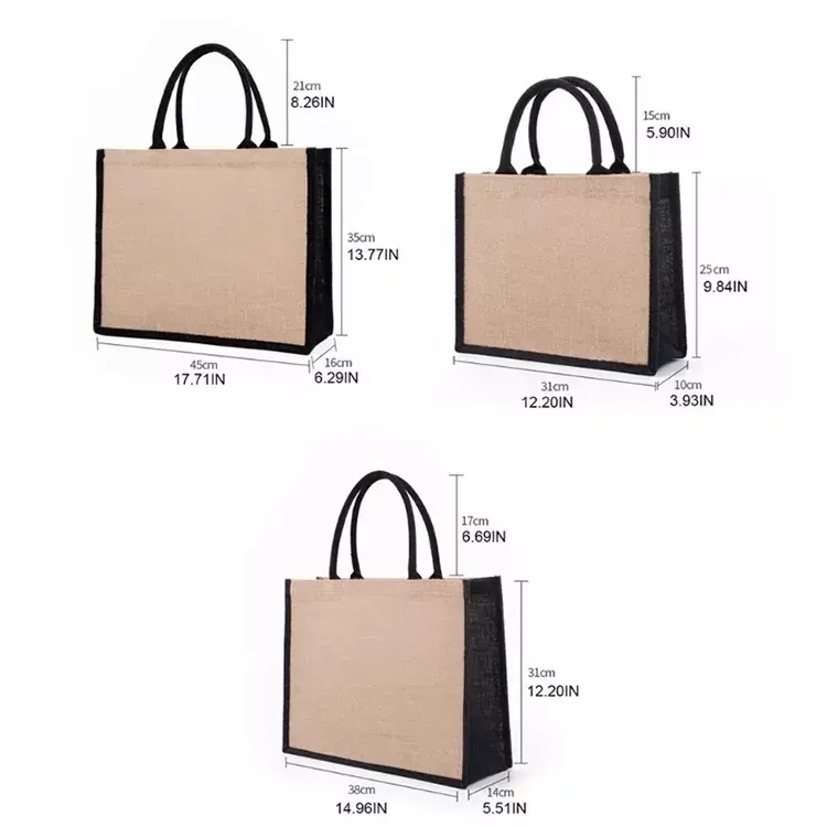 Wholesale Prom Customized Eco friendly Organic Big Capacity Degradable Reusable Jute Shopping Bag