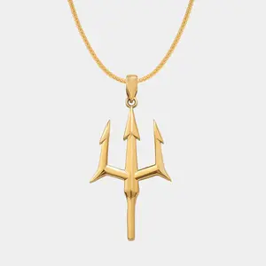 Novo Design 316L Aço Inoxidável Prata Preto Banhado A Ouro Poseidon Trident Colar de Pingente para Homens Hip-hop Jóias