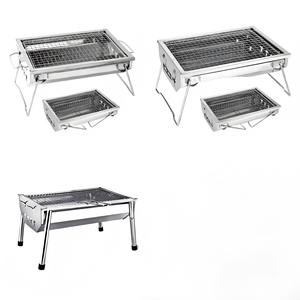 Mesa de <span class=keywords><strong>barbacoa</strong></span> moderna de acero inoxidable con altura ajustable, para exteriores, con cenador y pinzas para ceniza, ideal para jardín. - Product Image 6