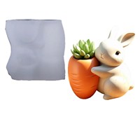 Moule en silicone moderne pour pot de fleurs, tasse de rangement en résine époxy DIY, motif lapin blanc, pour aromathérapie et plâtre ciment