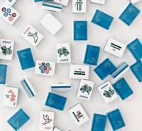 Blaues Amerikanisches Mahjong-Set, Elegante Acryl-Steine, Trendiges Urlaubsgeschenk für Frauen